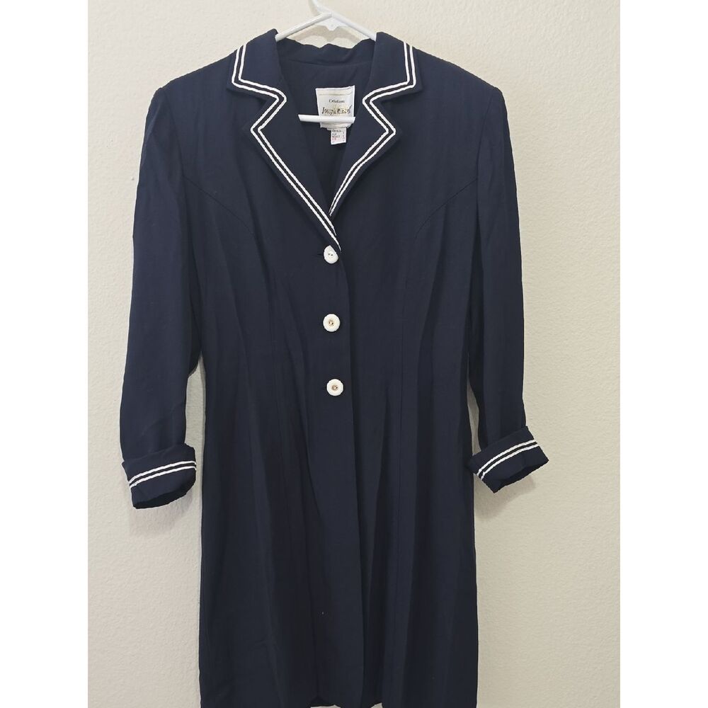 Joseph Ribkoff Vintage Navy Jacket with White Trim 6